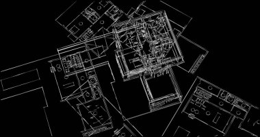 Mimari sanat konseptinde soyut çizgiler, minimum geometrik şekiller. 