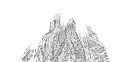 Mimari sanat konseptinde soyut çizgiler, minimum geometrik şekiller. 