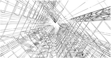 Mimari sanat konseptinde soyut çizgiler, minimum geometrik şekiller. 