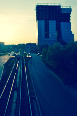 Bulanık şehir manzarası, soyut arkaplan 