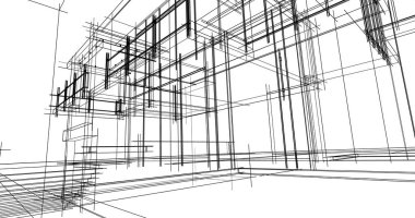 Arkaplanda mimari bina 3d illüstrasyon