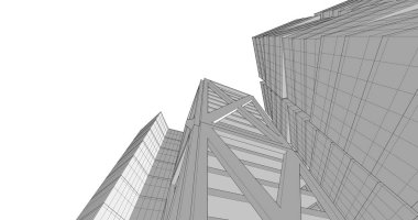 Arkaplanda mimari bina 3d illüstrasyon