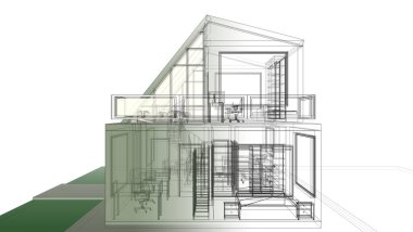 Arkaplanda mimari bina 3d illüstrasyon,