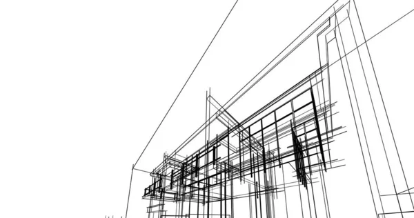 Abstrakcyjne Linie Rysunku Koncepcji Sztuki Architektonicznej Minimalne Kształty Geometryczne — Zdjęcie stockowe