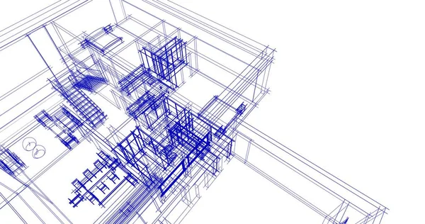 Elvont Rajzvonalak Építészeti Képzőművészetben Minimális Geometriai Formák — Stock Fotó