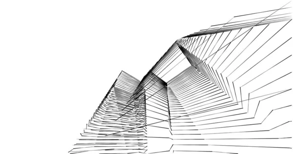 Líneas Abstractas Dibujo Concepto Arte Arquitectónico Formas Geométricas Mínimas — Foto de Stock