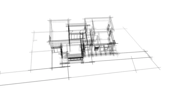 Abstracte Tekenlijnen Architectonisch Kunstconcept Minimale Geometrische Vormen — Stockfoto