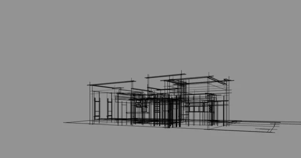 Abstrakcyjne Linie Rysunku Koncepcji Sztuki Architektonicznej Minimalne Kształty Geometryczne — Zdjęcie stockowe