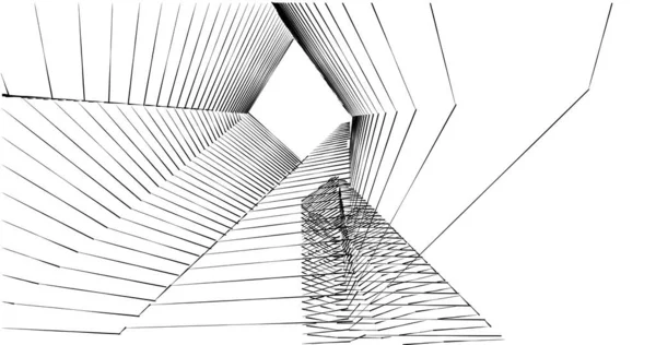 Elvont Rajzvonalak Építészeti Képzőművészetben Minimális Geometriai Formák — Stock Fotó