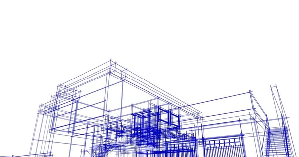 Líneas Abstractas Dibujo Concepto Arte Arquitectónico Formas Geométricas Mínimas —  Fotos de Stock