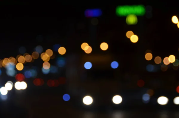 Luces Abstractas Borrosas Fondo Ciudad Noche —  Fotos de Stock