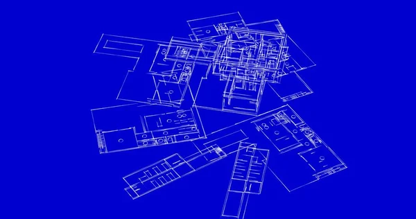 Abstraktní Kreslicí Čáry Architektonickém Pojetí Minimální Geometrické Tvary — Stock fotografie