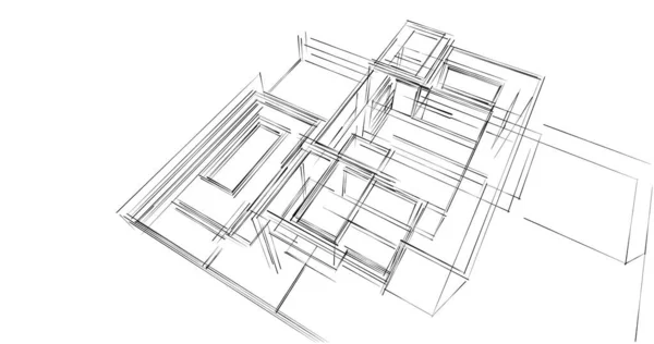 Projekt Geometrycznych Budynków Architektonicznych — Zdjęcie stockowe