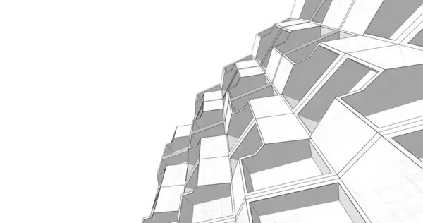 Abstraktní Kreslicí Čáry Architektonickém Pojetí Minimální Geometrické Tvary — Stock fotografie