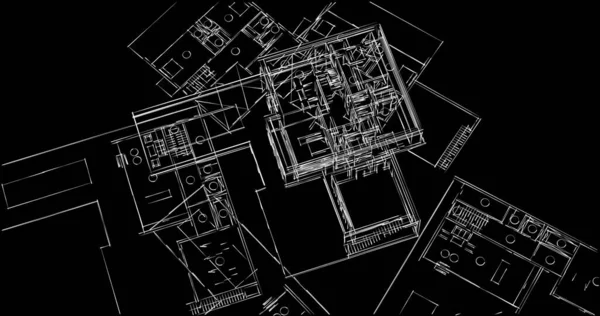 Mimari sanat konseptinde soyut çizgiler, minimum geometrik şekiller. 