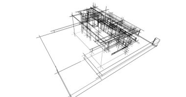 Mimari sanat konseptinde soyut çizgiler, minimum geometrik şekiller. 