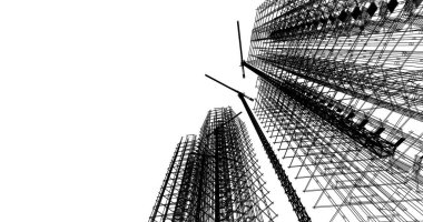 Mimari sanat konseptinde soyut çizgiler, minimum geometrik şekiller. 