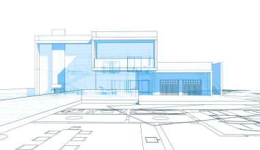 Abstract drawing lines in architectural art concept, minimal geometrical shapes.  clipart