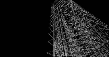 Mimari sanat konseptinde soyut çizgiler, minimum geometrik şekiller. 