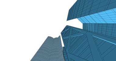 Arkaplanda mimari bina 3d illüstrasyon