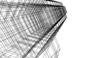 Arkaplanda mimari bina 3d illüstrasyon