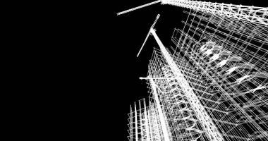 Mimari sanat konseptinde soyut çizgiler, minimum geometrik şekiller. 