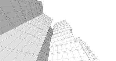 Arkaplanda mimari bina 3d illüstrasyon