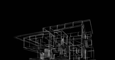 Mimari sanat konseptinde soyut çizgiler, minimum geometrik şekiller. 