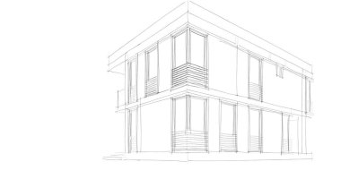 Arkaplanda mimari bina 3d illüstrasyon