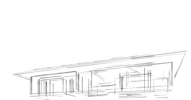 Mimari sanat konseptinde soyut çizgiler, minimum geometrik şekiller. 