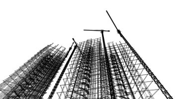 Mimari sanat konseptinde soyut çizgiler, minimum geometrik şekiller. 