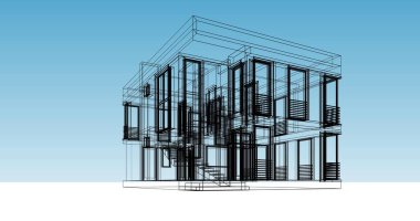 Mimari sanat konseptinde soyut çizgiler, minimum geometrik şekiller. 