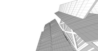 Arkaplanda mimari bina 3d illüstrasyon