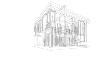 Arkaplanda mimari bina 3d illüstrasyon