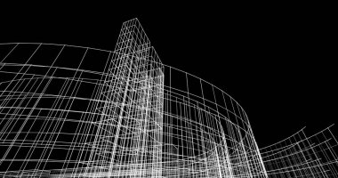 minimal çizim sanatı, geometrik mimari binalar tasarımı