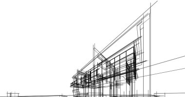 Mimari sanat konseptinde soyut çizgiler, minimum geometrik şekiller. 