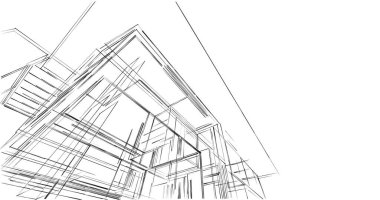 Mimari sanat konseptinde soyut çizgiler, minimum geometrik şekiller. 