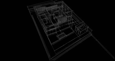 Arkaplanda mimari bina 3d illüstrasyon