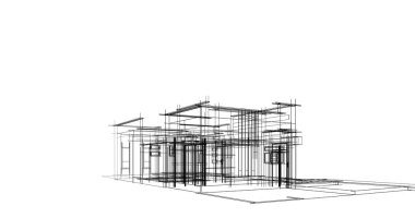 Mimari sanat konseptinde soyut çizgiler, minimum geometrik şekiller. 