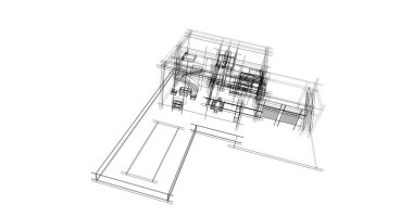Mimari sanat konseptinde soyut çizgiler, minimum geometrik şekiller. 