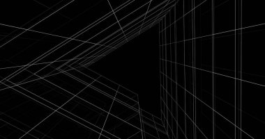 Mimari sanat konseptinde soyut çizgiler, minimum geometrik şekiller. 