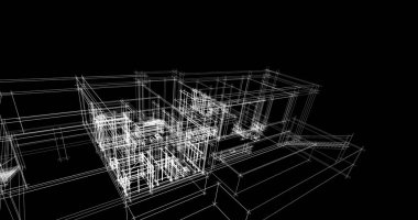 Arkaplanda mimari bina 3d illüstrasyon