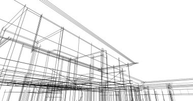 Mimari sanat konseptinde soyut çizgiler, minimum geometrik şekiller. 