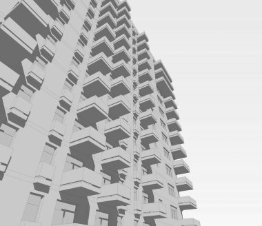 Mimari sanat konseptinde soyut çizgiler, minimum geometrik şekiller. 