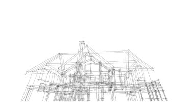 Mimari sanat konseptinde soyut çizgiler, minimum geometrik şekiller. 