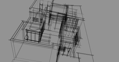 Mimari sanat konseptinde soyut çizgiler, minimum geometrik şekiller. 