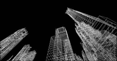 Mimari sanat konseptinde soyut çizgiler, minimum geometrik şekiller. 