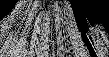 Mimari sanat konseptinde soyut çizgiler, minimum geometrik şekiller. 