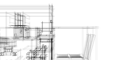 Mimari sanat konseptinde soyut çizgiler, minimum geometrik şekiller. 