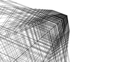 Arkaplanda mimari bina 3d illüstrasyon